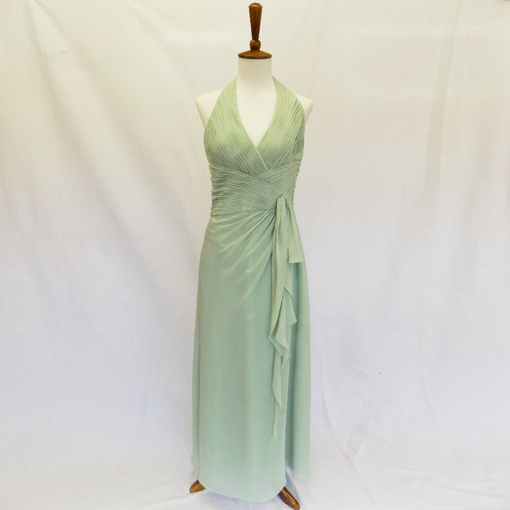 Soft Crinkle Chiffon Halter Draped Cascade